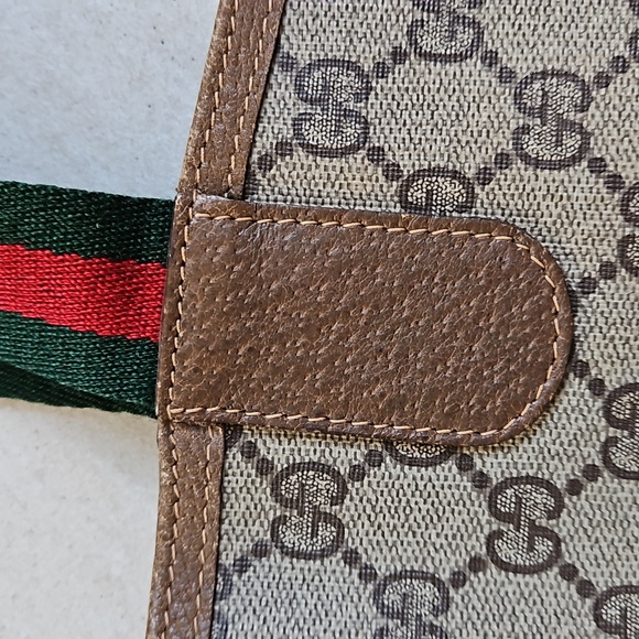 Gucci Sherry Ophidia Tote Bag GG Logo Red/Green Handles Vintage w/Dustbag - Picture 4 of 16
